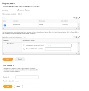 Dependents section on workday